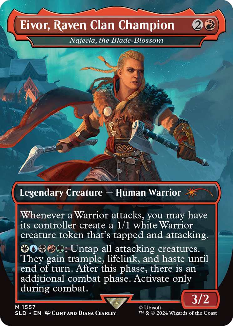 Najeela, the Blade-Blossom (Eivor, Raven Clan Champion) (Rainbow Foil) (1557) Foil - Secret Lair Drop