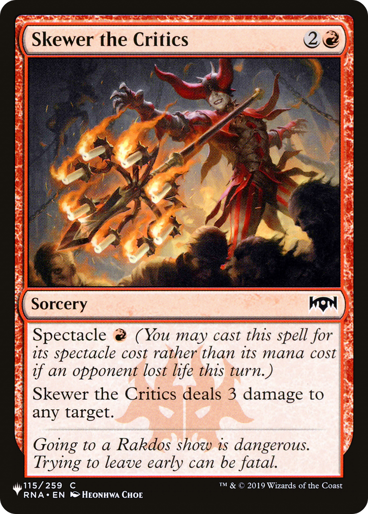 Skewer the Critics (RNA-115) - The List