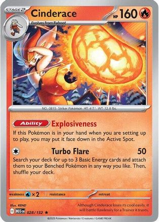 Cinderace (28) Reverse Holofoil - Mega Evolution