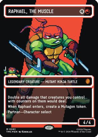 Raphael, the Muscle (Borderless) (Surge Foil) (091) Foil - Commander: Teenage Mutant Ninja Turtles