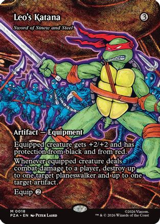 Leo's Katana – Sword of Sinew and Steel (Borderless) (018) Foil - Teenage Mutant Ninja Turtles Eternal-Legal