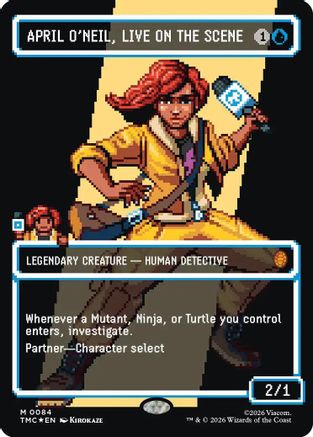 April O'Neil, Live on the Scene (Borderless) (Surge Foil) (084) Foil - Commander: Teenage Mutant Ninja Turtles