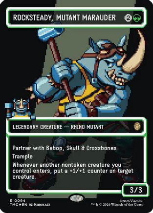Rocksteady, Mutant Marauder (Borderless) (Surge Foil) (094) Foil - Commander: Teenage Mutant Ninja Turtles