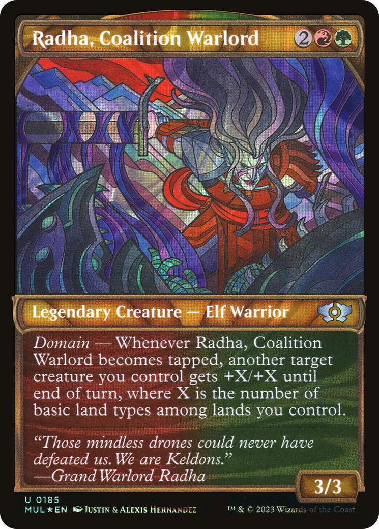 Radha, Coalition Warlord (Halo Foil) (Showcase) (185) Foil - Multiverse Legends
