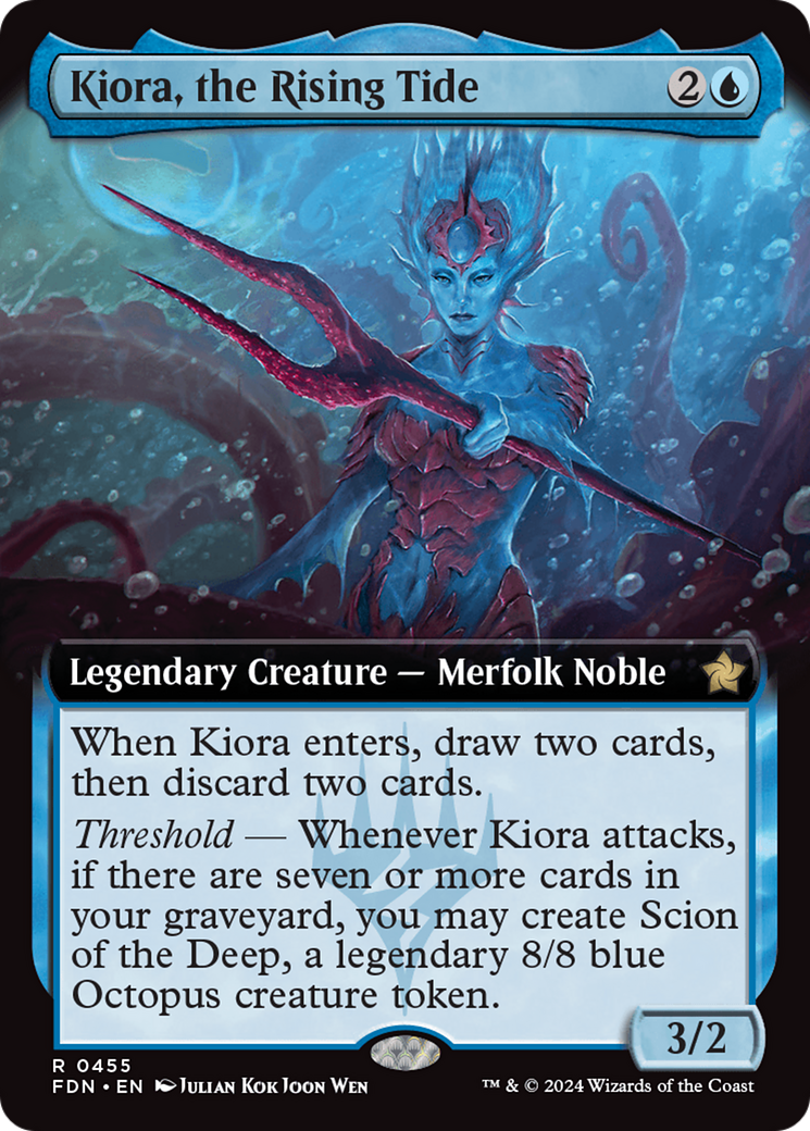 Kiora, the Rising Tide (Extended Art) (455) Foil - Foundations