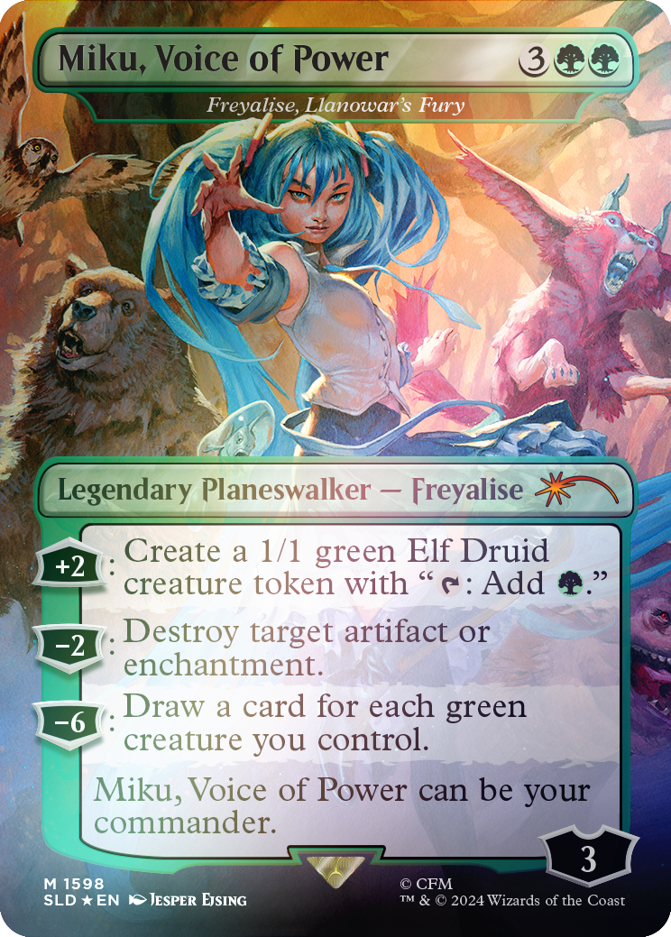 Miku, Voice of Power – Freyalise, Llanowar's Fury (1598) Foil - Secret Lair Drop Series