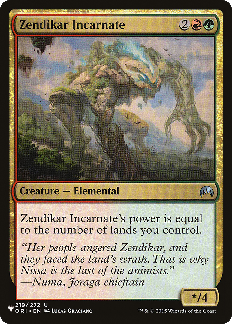 Zendikar Incarnate (ORI-219) - The List