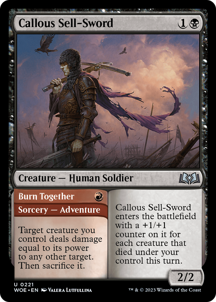 Callous Sell-Sword // Burn Together (221) Foil - Wilds of Eldraine