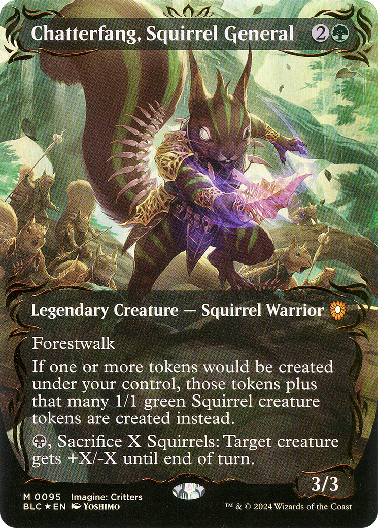 Chatterfang, Squirrel General (Borderless) (Raised Foil) (095) Foil - Bloomburrow Commander