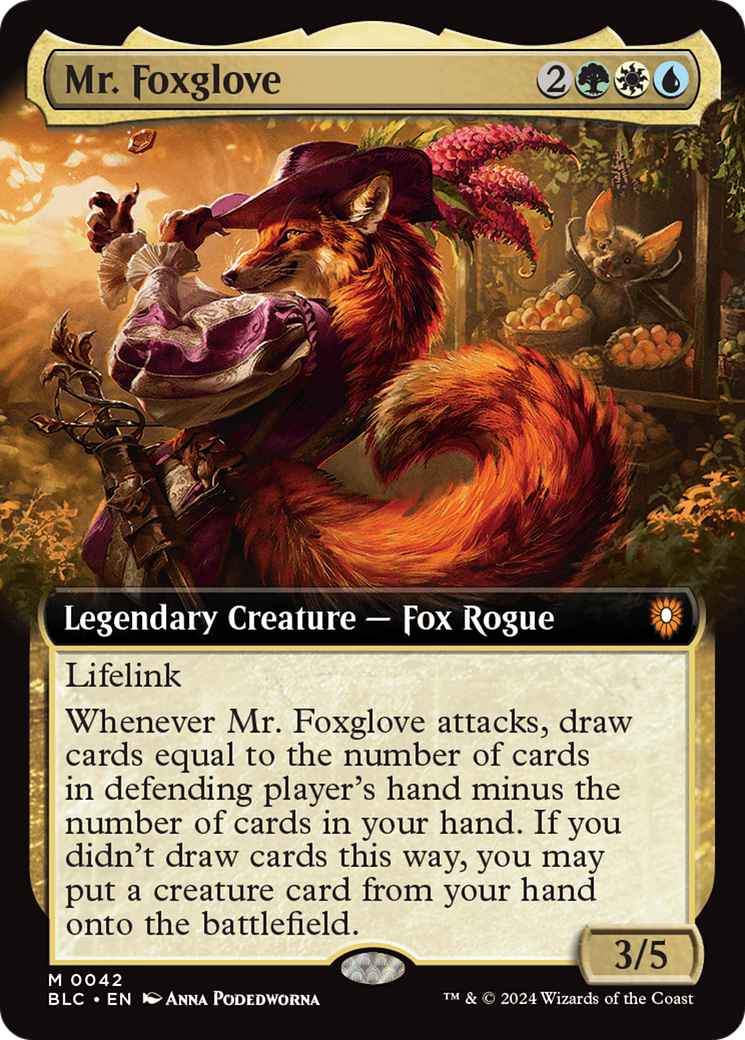 Mr. Foxglove (Extended Art) (042) Foil - Bloomburrow Commander