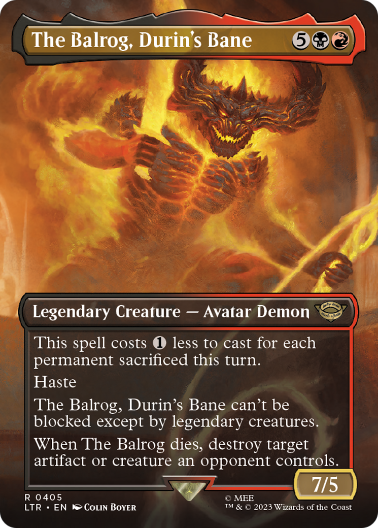 The Balrog, Durin's Bane (Borderless) (405) Foil - The Lord of the Rings: Tales of Middle-earth
