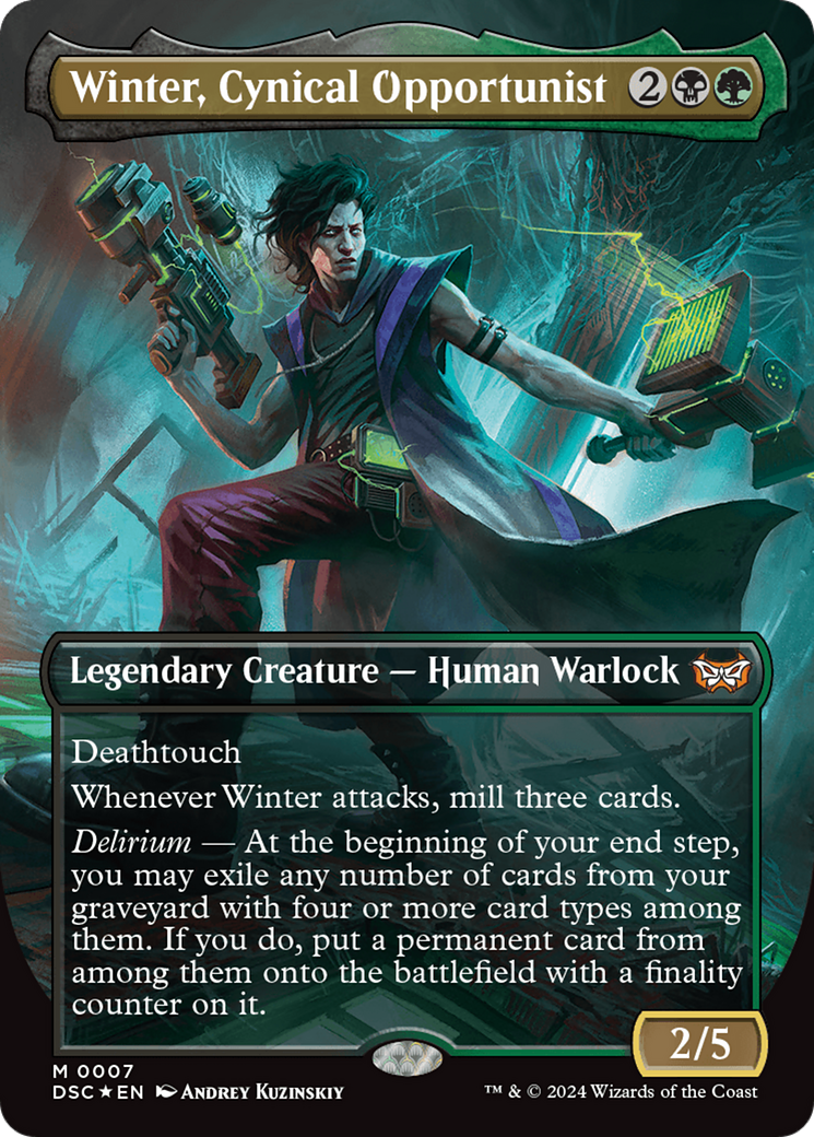 Winter, Cynical Opportunist (Borderless) (007) Foil - Duskmourn: House of Horror Commander