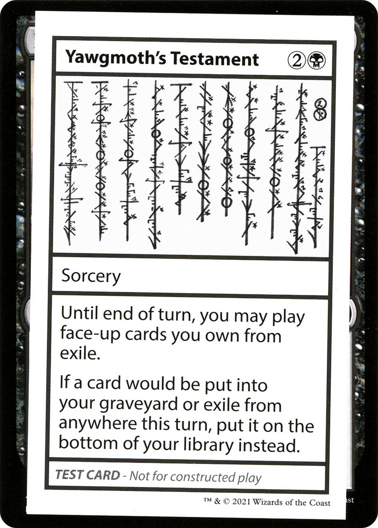 Yawgmoth's Testament (No PW Symbol) - Mystery Booster Playtest Cards 2021