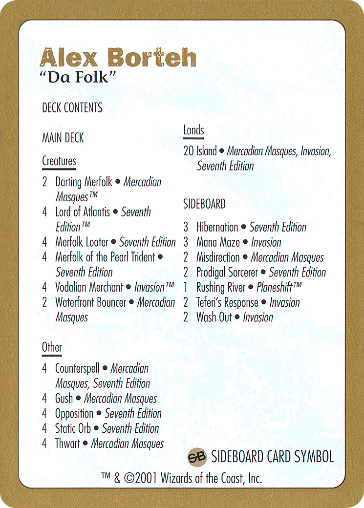 Alex Borteh Decklist (Retro) (ab0b) - World Championship Decks 2001