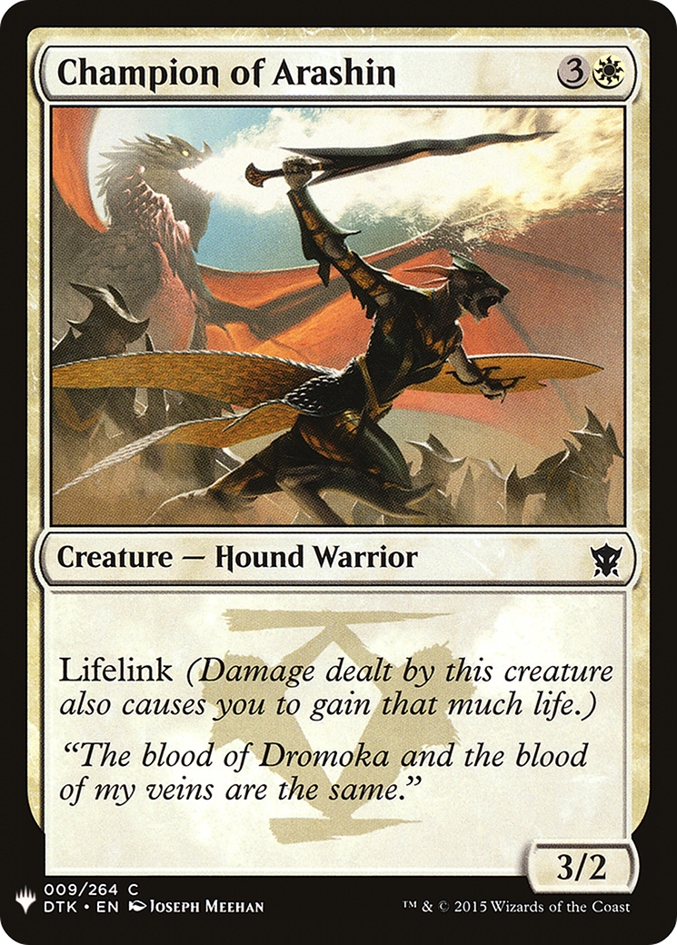Champion of Arashin (DTK-9) - The List
