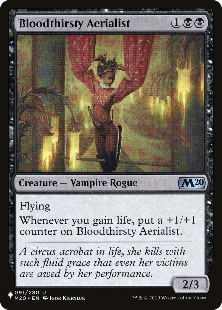 Bloodthirsty Aerialist (M20-91) - The List