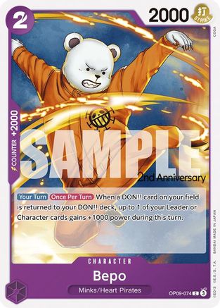 Bepo (OP09-074) 2nd Anniversary Tournament Cards