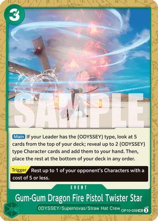 Gum-Gum Dragon Fire Pistol Twister Star (OP10-039)