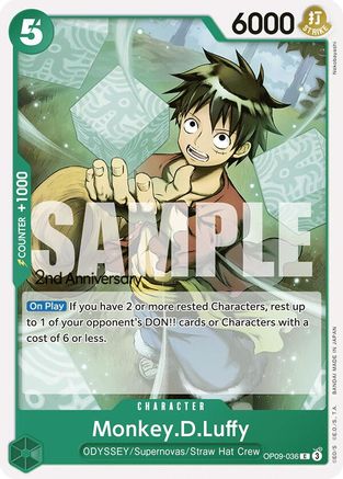 Monkey.D.Luffy (OP09-036) 2nd Anniversary Tournament Cards