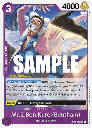 Mr.2.Bon.Kurei (Bentham) (OP04-069) Pre-Release Cards