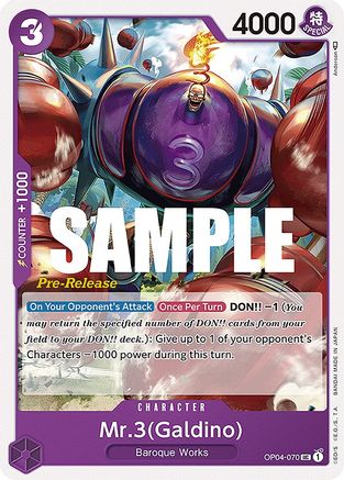 Mr.3 (Galdino) (OP04-070) Pre-Release Cards