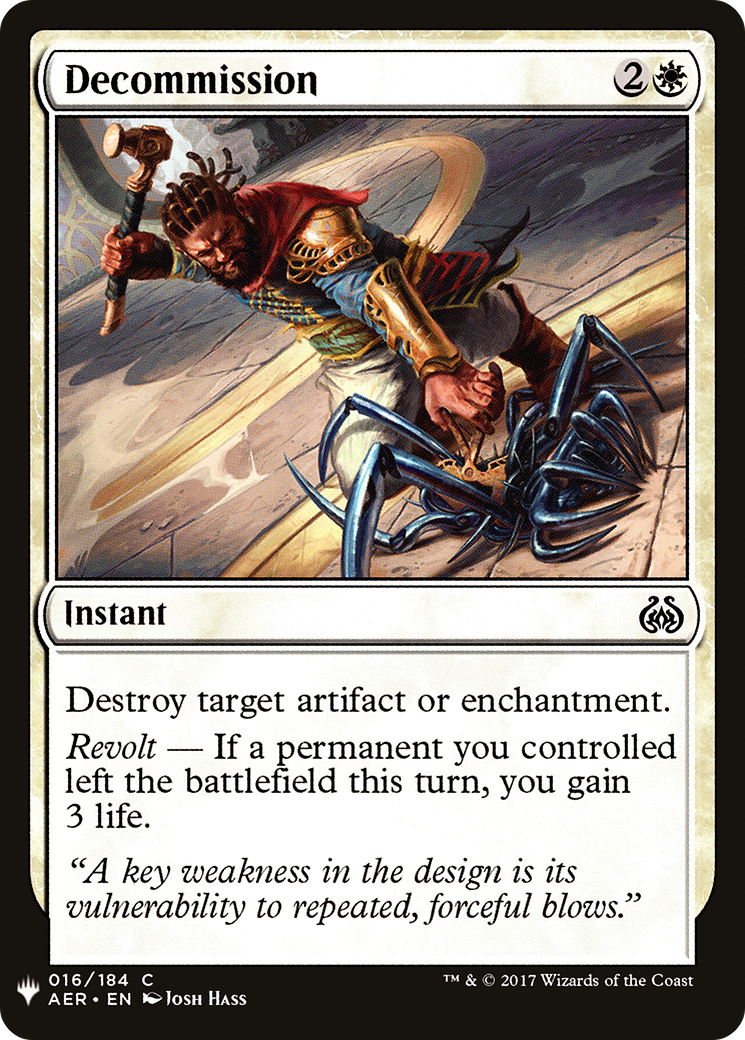 Decommission (AER-16) - The List