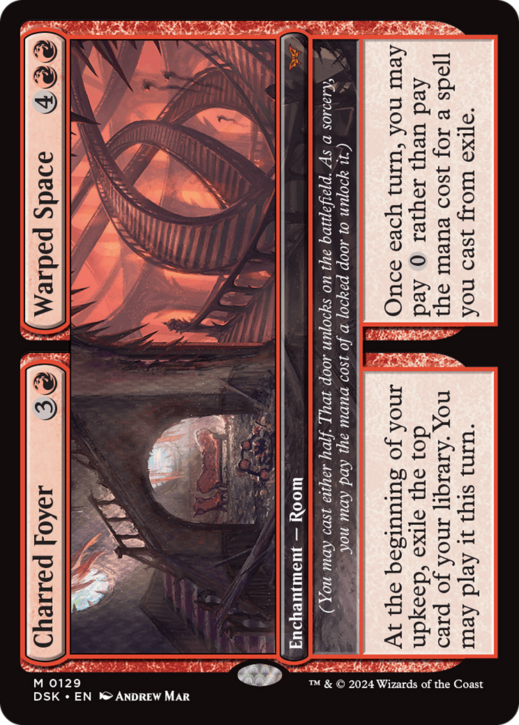Charred Foyer // Warped Space (129) Foil - Duskmourn: House of Horror