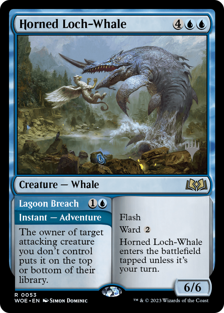 Horned Loch-Whale // Lagoon Breach (53p) Foil - Wilds of Eldraine Promos