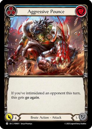Aggressive Pounce (Blue) (PEN011) Rainbow Foil - Compendium of Rathe