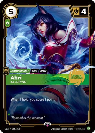 Ahri – Alluring (Launch Exclusive) (066) Foil - Riftbound Promotional Cards