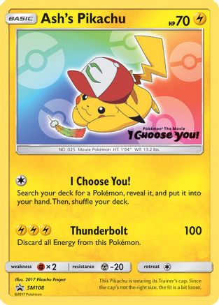 Ash's Pikachu (SM108) - Black Star Promos