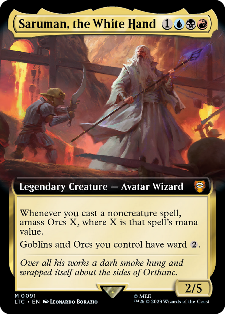 Saruman, the White Hand (Extended Art) (091) Foil - Tales of Middle-earth Commander