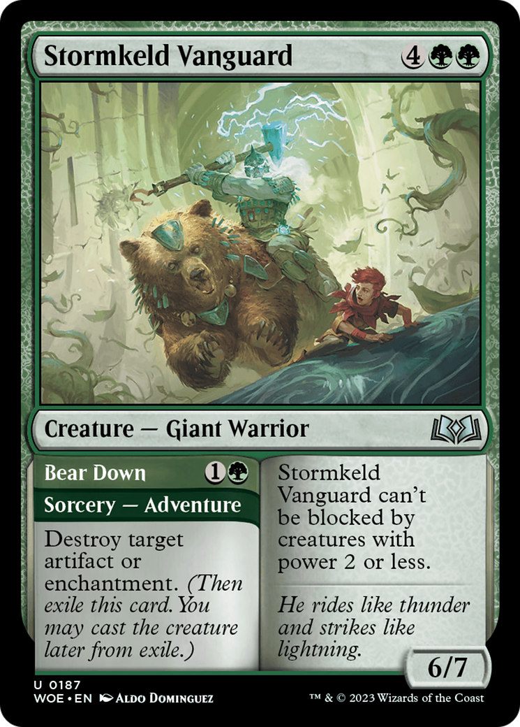 Stormkeld Vanguard // Bear Down (187) Foil - Wilds of Eldraine