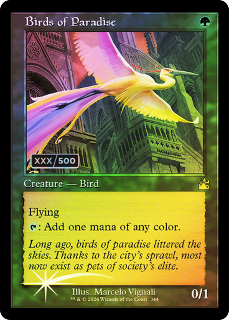 Birds of Paradise (Retro) (Serial Numbered) (344) Foil - Ravnica Remastered