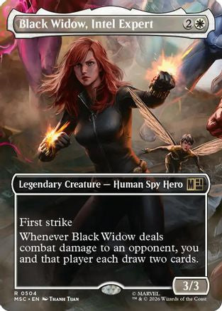 Black Widow, Intel Expert (Borderless) (504) Foil - Commander: Marvel Super Heroes