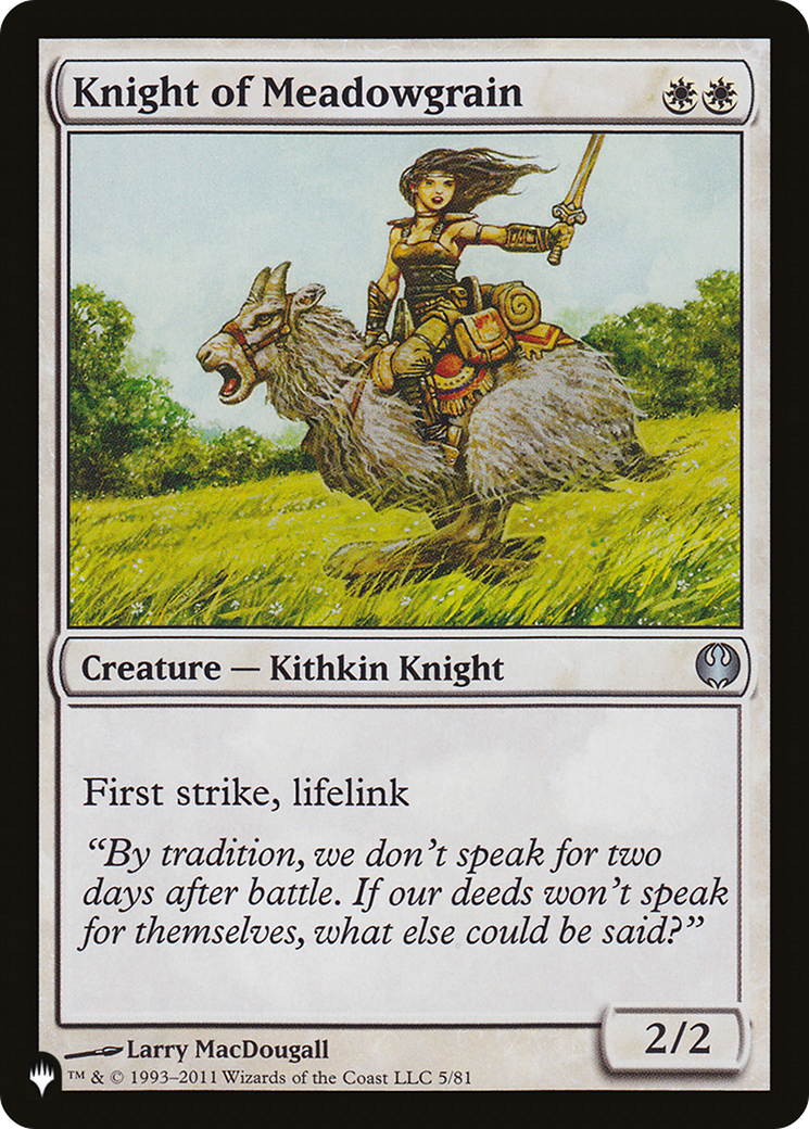Knight of Meadowgrain (DDG-5) - The List