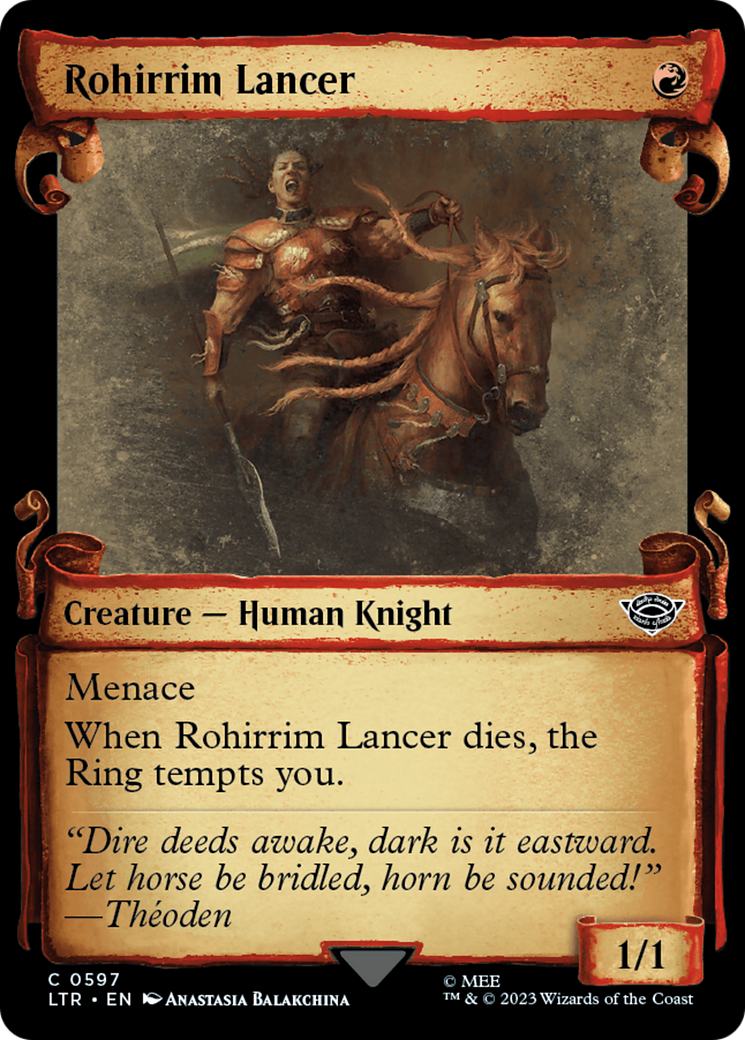 Rohirrim Lancer (Showcase Scrolls) (Showcase) (597) Foil - The Lord of the Rings: Tales of Middle-earth