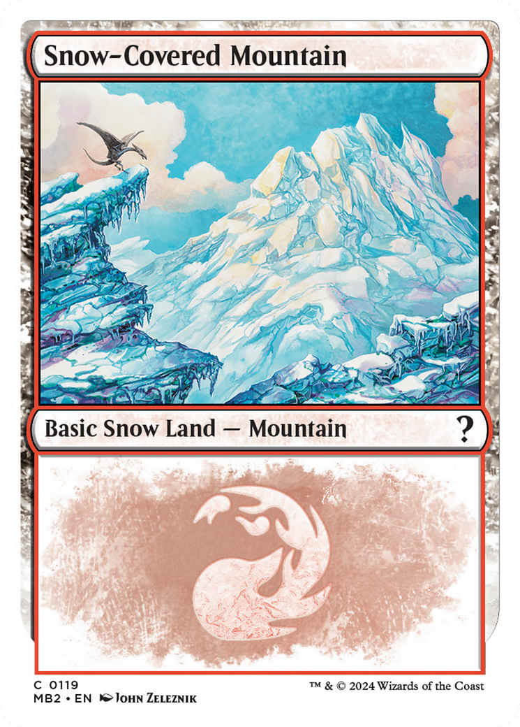 Snow-Covered Mountain (White Border) (119) - Mystery Booster 2