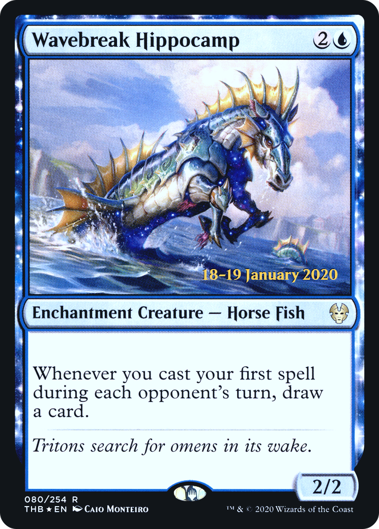 Wavebreak Hippocamp (80s) Foil - Theros Beyond Death Promos
