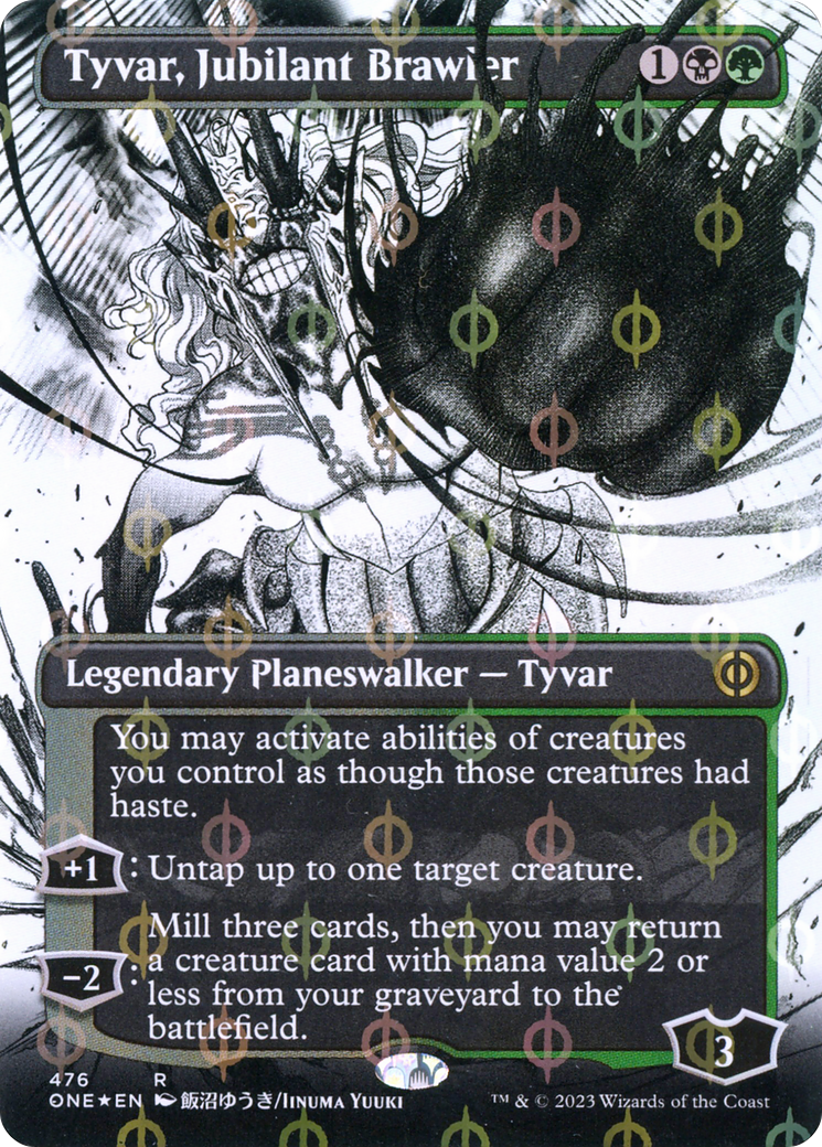 Tyvar, Jubilant Brawler (Borderless) (Step-and-Compleat Foil) (Showcase) (476) Foil - Phyrexia: All Will Be One