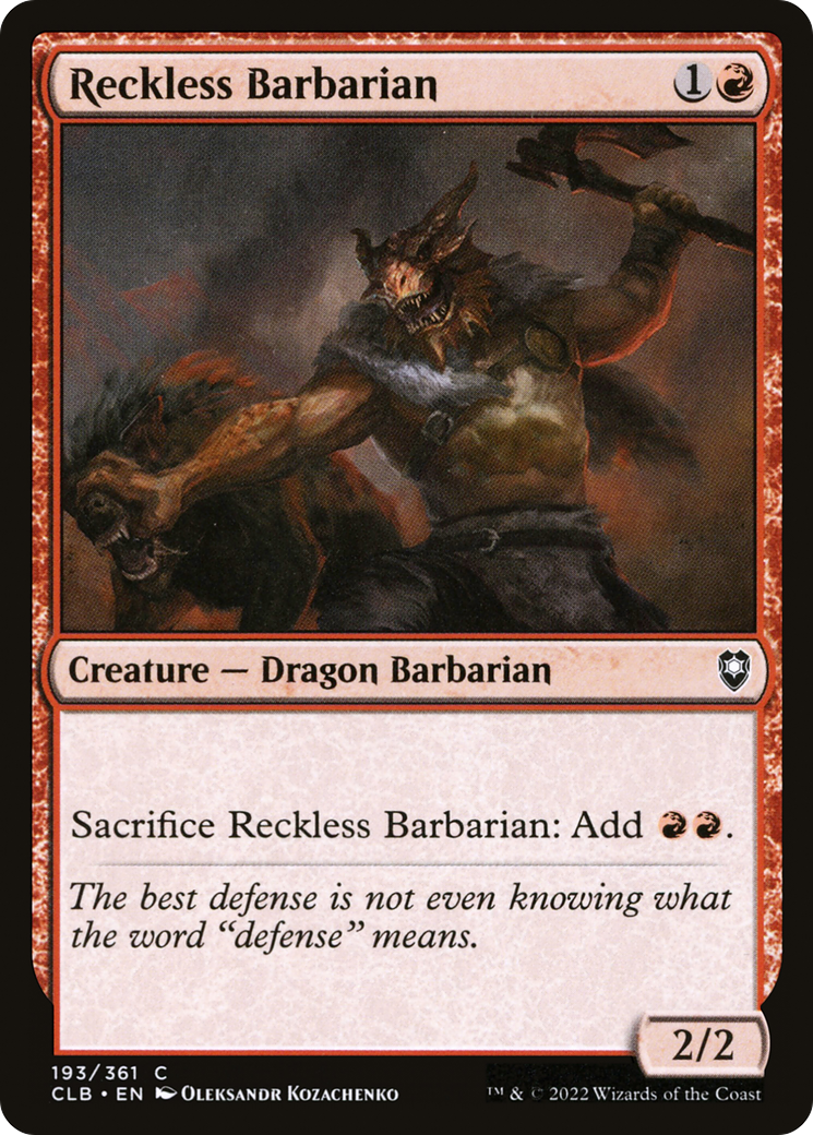Reckless Barbarian (193) - Commander Legends: Battle for Baldur's Gate