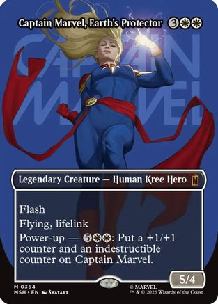 Captain Marvel, Earth's Protector (Borderless Logo) (354) Foil - Marvel Super Heroes