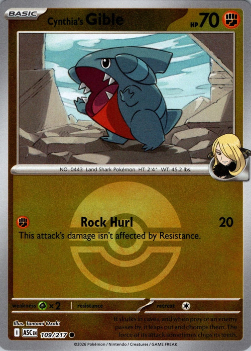 Cynthia's Gible (Poke Ball) (109) Reverse Holofoil - Ascended Heroes