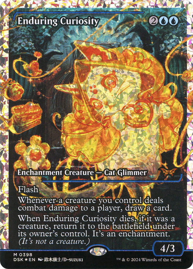 Enduring Curiosity (Showcase) (Fracture Foil) (Showcase) (398) Foil - Duskmourn: House of Horror