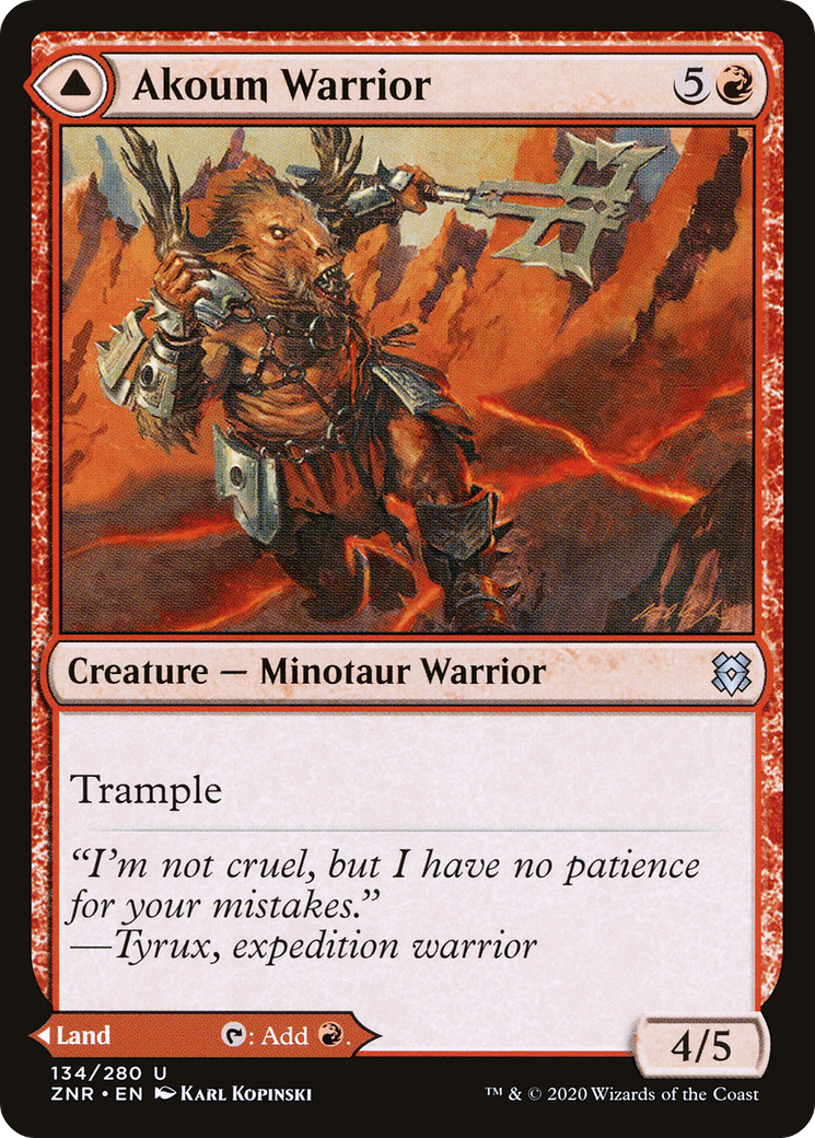Akoum Warrior // Akoum Teeth (134) Foil - Zendikar Rising