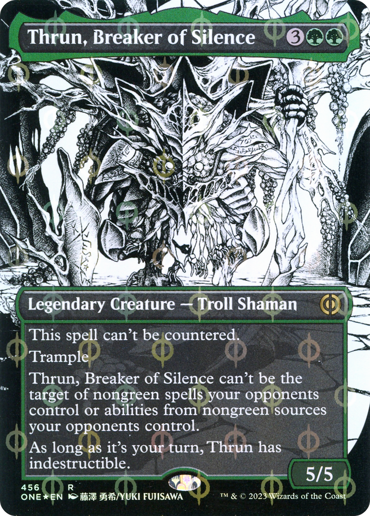 Thrun, Breaker of Silence (Borderless) (Step-and-Compleat Foil) (Showcase) (456) Foil - Phyrexia: All Will Be One