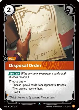 Disposal Order (103) - Unleashed