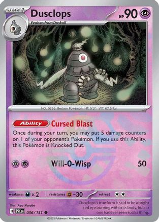 Dusclops (Master Ball Pattern) (36) Reverse Holofoil - Prismatic Evolutions