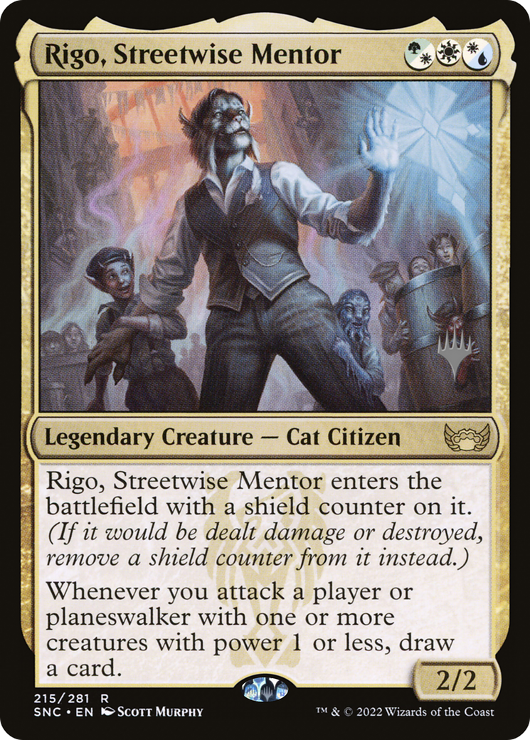 Rigo, Streetwise Mentor (215) Foil - Streets of New Capenna Promos