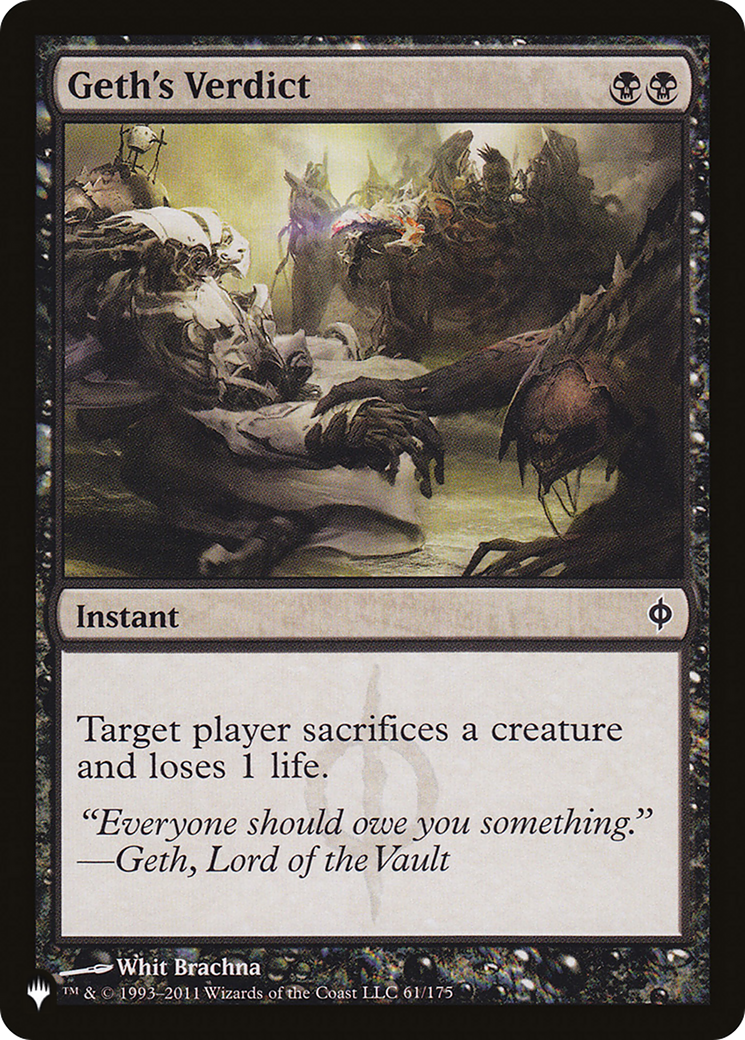 Geth's Verdict (NPH-61) - The List